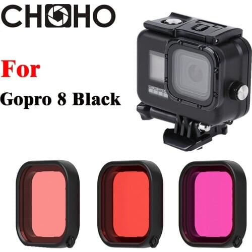For Gopro 8 Black Accessories Waterproof Housing Case Diving Black + Underwater Diving Filter Red Pink Purple For Go Pro Hero