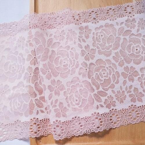 2 Yards 19.5cm Wide Spandex Rose Elastic Stretch Lace Trim Pink For Bra Clothes Accessories Dress Sewing Lingerie Materials DIY
