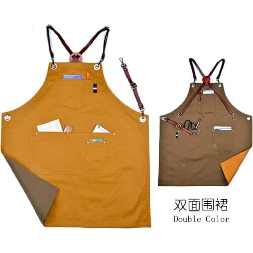 Restaurant Baking Floral Gardening Design Aprons Double Sided Apron Colored Cotton Barista Apron