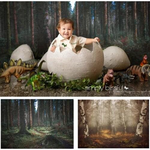 Jungle Forest Backdrop Green Enchanted Forest Trees Woods Backdrops for Photography Kids Portraits Photo Booth Studio Props