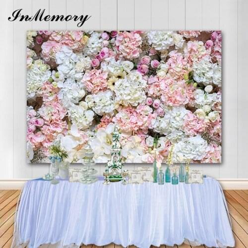 InMemory Wedding Photographic Background Flowers Roses Backdrops Photo Studio Baby Shower Photography Props Vinyl Banner 10X6.5