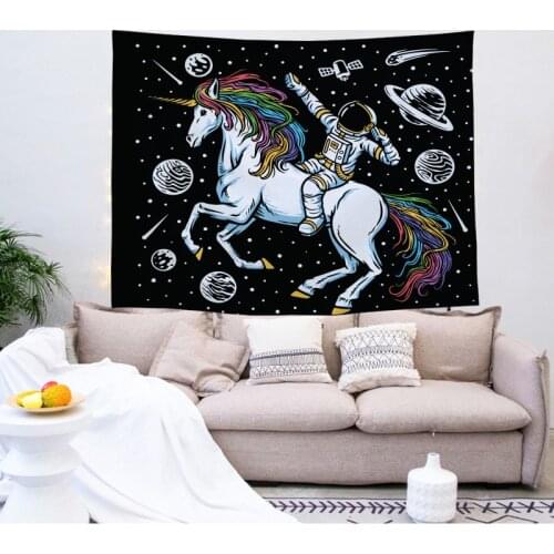 Hippie Space Throw Tapestry Home Decor Funny Astronaut Print Wall Hanging Blanket Bedspread Large Wall Cloth Tapestries