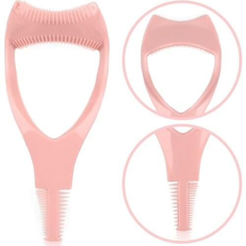 Eyelash Tools 3 in 1 Makeup Mascara Shield Guard Curler Applicator Comb Guide pink plastic Eyelash Curler