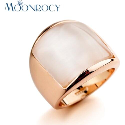 MOONROCY Rose Gold Color Silver Color Wedding Opal Crystal Rings for Women or Men Big Size Dropshipping Vintage JewelryGift