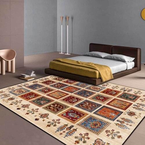 Mediterranean Style Carpet and Rug Retro Geometric Floral Living Room Sofa Table Chair Non-Slip Floor Mat Hallway Kitchen Tapete