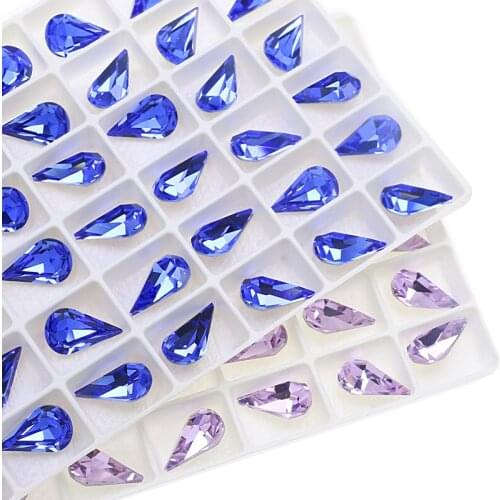 Mix colorful drop Crystal Rhinestones Strass nails art rhinestone cristal glitter stones for Clothes needlework nails 13*8mm