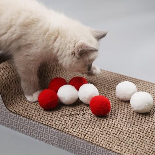 Colorful Bouncy Ball Cat Toy Handmade Plush White Pink Ball Cats Interactive Toy Mimi Favorite Pet Supplies Cat Toys Interactive