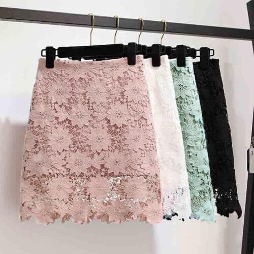 Lace Skirt Womens Autumn High Waist Slim Fit Skirt A- Line Skirt Woman Skirts Mujer Faldas Saias Mulher