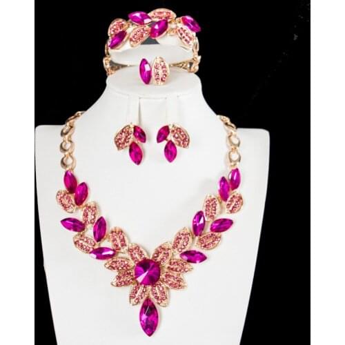 LAN PALACE bridal fashion jewelry engagement for party lovers austrian crystal earrings necklace ring bracelet free shipping