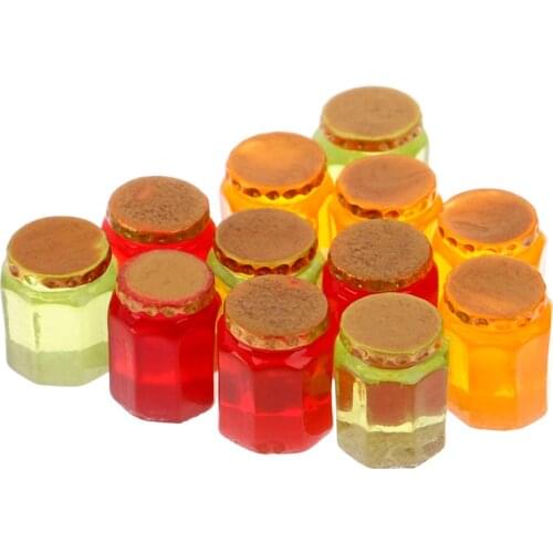 3pcs Mini Simulation Jam Bottle Honey Pot 1/12 Dollhouse Miniature Home Decorations Accessories Doll House Miniature Toys