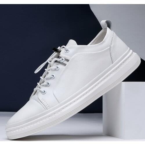 Men Casual Shoes Loafers Man Shoes Quality Cow Leather Shoes Male Flats Fashion White Mens Sneakers