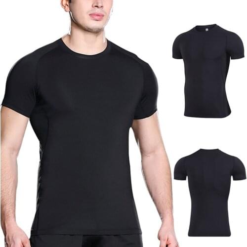 Men Compression T Shirt Workout Sport Running T-shirt Short Jogging Tshirt Men Fitness Gym Wear Athletic Tops Clothing