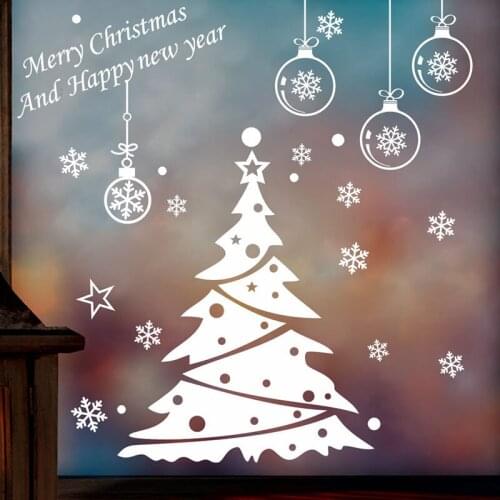 Christmas Tree Wall Stickers Art Design Stickers for Kids Room Home Decoration Wall Decals Glass Window Stickers Shop Showcase