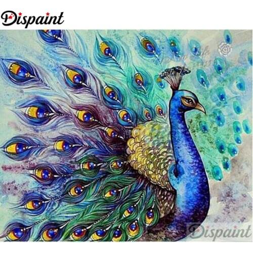 Dispaint Full Square/Round Drill 5D DIY Diamond Painting "Animal peacock" Embroidery Cross Stitch 3D Home Decor A11290