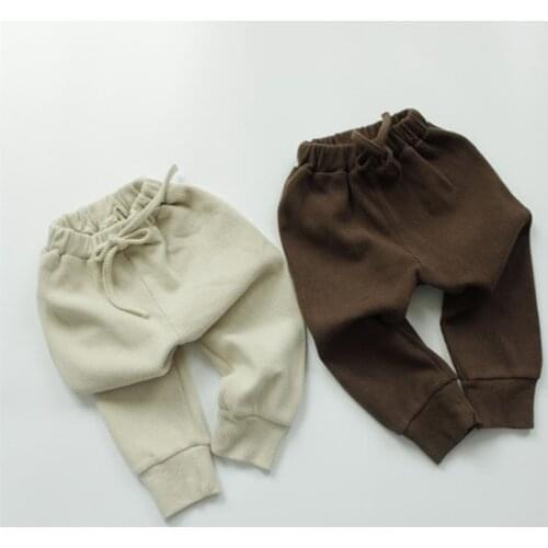 Korean Style Autumn New Baby Boys Knitting Wool Pants Children Clothes Pure Color Toddlers Kids Rib Trousers