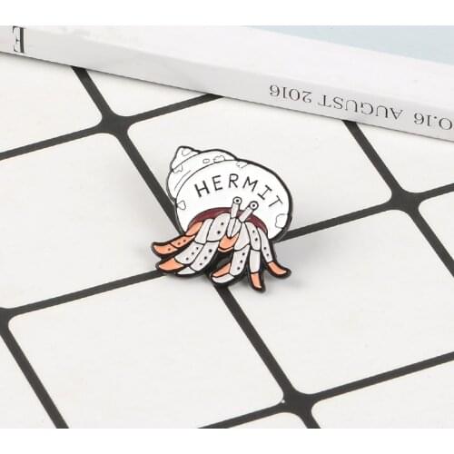 Hermit Crab Enamel Lapel Pin Badge Cute Introvert Hermit Crab and its shell house Brooch Cartoon jewelry Gift for women men kids