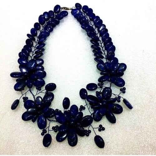 Lapis flower necklace 20inch nature FPPJ