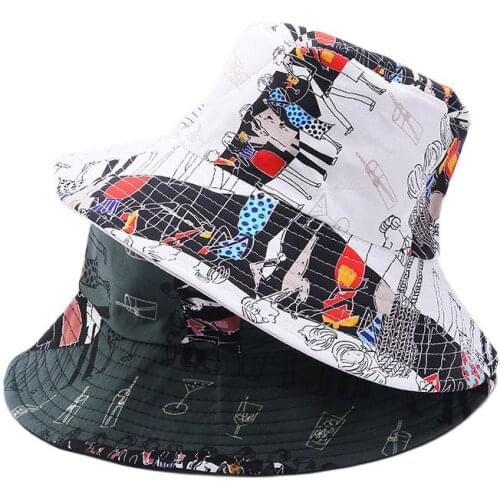 Graffiti Cool Ins Street Beach Outdoor Fashion Hip-hop Bucket Hats European Harajuku Character Summer Fisherman Panama Caps F51
