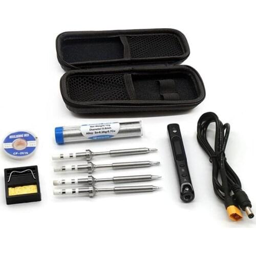 SEQURE SQ-001 65w LED Display Digital Soldering Iron Kit with with Tool Bag Welding Fast Heating Up Black Blue