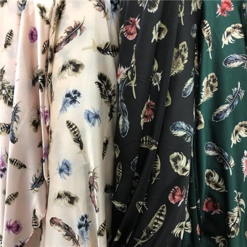 Pajamas Satin Dress Feather printed fabric patchwork shirt scarf textile polyester