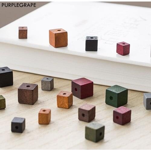 PURPLEGRAPE Minimalist wooden straight hole square earrings accessories DIY handmade pendant material a pack of 10