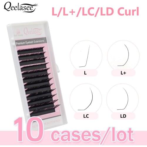 Qeelasee 10 trays L/L+/LC/LD curl False Eyelash Extensions Mink Black Material 8-15mm Mixed Tray L curl Makeup Lashes
