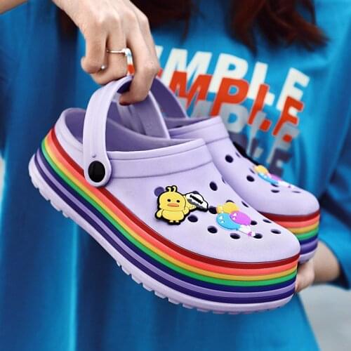 Womens Cartoon Slippers Non-slip Beach Sandals Cute Slip On Womens Clogs Platform Sandals EVA Garden Shoes Women zuecos mujer