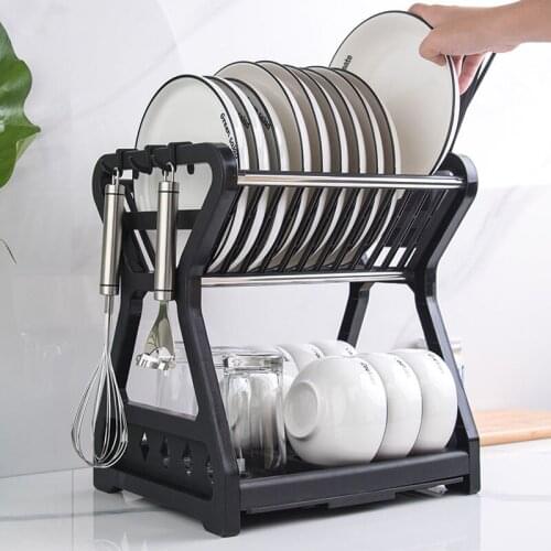 DIY Detachable Drain Dish Rack Chopsticks Holder Kitchen Storage Organizer Room Organizrs Household Double-Layer Shelf