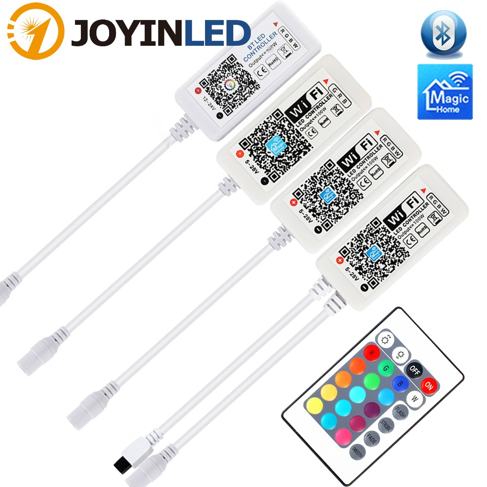 LED Strip Light WiFi / Bluetooth RGB / RGBW Controller DC 5V 12V 24V Android IOS APP Amazon Alexa Google Magic Home IR Control