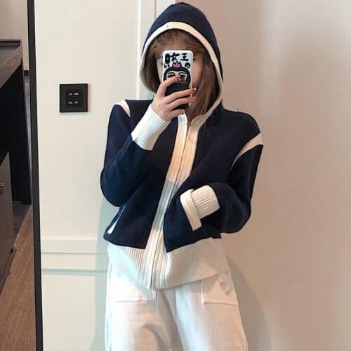 Sweaters Pullover Women Hooded Clothes Thick Warm Long Sleeve High Street Chic Zipper Knitted Casual Jumper Tops New Fashion Y2K