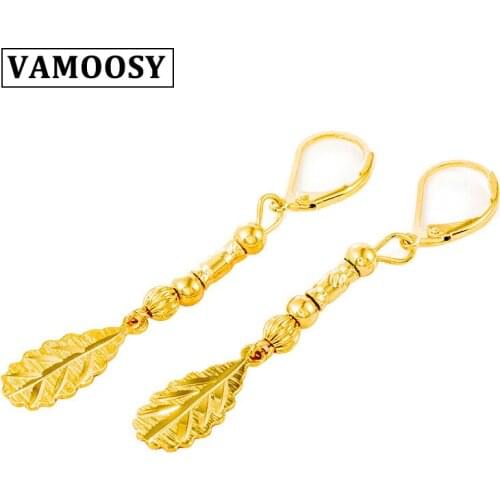 VAMOOSY No fade 24K gold Colors Carving leaves Flower Fringe Earings Long Dangle Tassel Earrings 2018 Fashion Women Jewelry