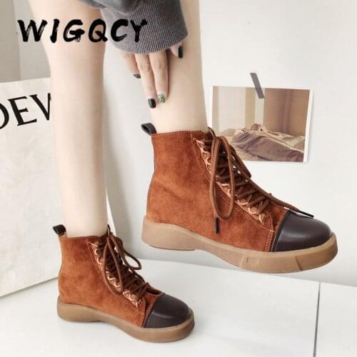 Suede Womens Ankle Boots Fashion Women Fashion Boot 2019 Autumn Winter Comfortable Woman Shoes Lace-Up Lady Footwear Plus Size