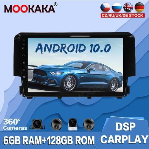 128GB Android 10.0 Car GPS Navigation Radio For Honda Civic 2016 2017 2018 Auto Stereo Multimedia Player Tape Recorder Head Unit