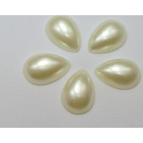 200 Ivory Tear Drop Half Pearl Bead 10X14mm Flat Back Scrapbook Craft