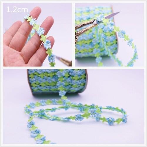 3M/Lot Lace Ribbon Blue Flower Embroidered Fabric DIY Wedding Party Decoration Lace Trimmings Sewing Accessories