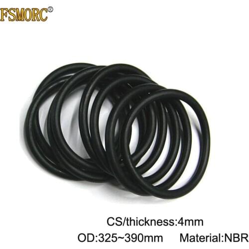 5pcs OD 325 330 335 340 345 350 355 360 365 370 373 375 380 385 390mm*4mm Thickness NBR o ring seal Rubber Gasket Mechanical