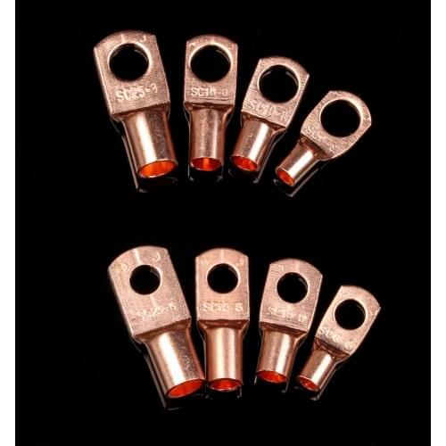 50Pcs Bolt Hole Tinned Copper Lugs Ring Battery Terminals Bare Cable Electric Crimp Wire Connectors Kit