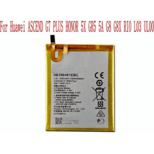 High Quality 3000mAh HB396481EBC Battery For Huawei ASCEND G7 PLUS HONOR 5X GR5 5A G8 G8X RIO L03 UL00 TL00 AL00 Cell Phone