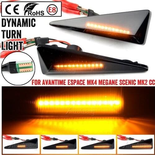For Renault Megane MK2 CC Espace MK4 Scenic MK2 Wind Avantime Thalia 2 Car Side Marker Turn Signal Indicator LED Dynamic Lights