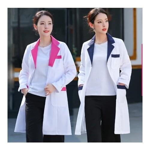 Unisex White Lab coats Beauty salon workwear Pet grooming Long sleeved Lab coats Famale spa uniform health service work Clothing