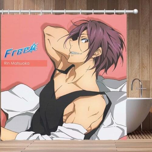 FREE! IWatobi Swim Club Waterproof Shower Curtain Bathroom Customized Polyester Fabric Curtain