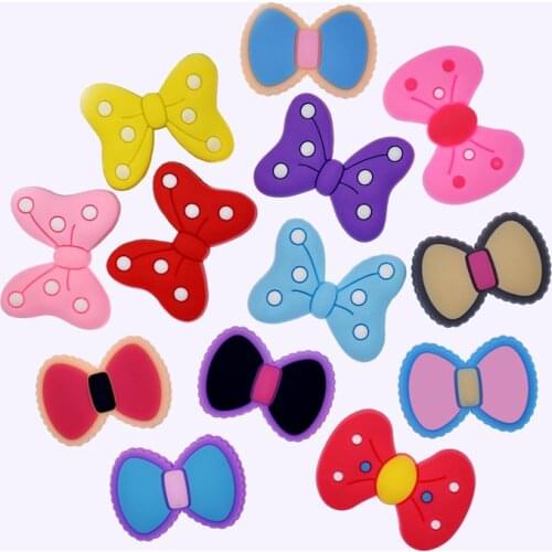 CSBL Cartoon Bow Shoe Ornament Removable PVC Shoe Buckle Flower Eva Sandals Top Decorations Accessories for Crocses Kids