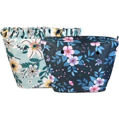 Floral Border Inner Lining Insert Zipper Pocket For obag classic mini inserts accessories organizer standard handbag