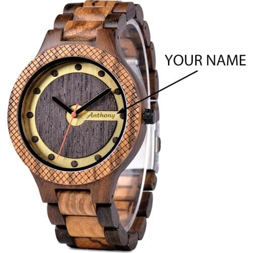 BOBO BIRD Wood Men Watch Engrave Your Name Luxury Quartz Watches Gifts For Dad and Husband reloj hombre Accept Dropshipping