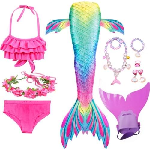 Kids Mermaid Tail Bikini Dress for Girls Mermaid Costume Beach Dress Goggles Little Mermaid Princess Pool Party Girls Costume