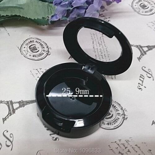 26MM Black Eyeshadow Case with Transparent Lid Cosmetic Powder Compact Empty Cosmetics Blusher Packaging Box, 50 Pieces/Lot