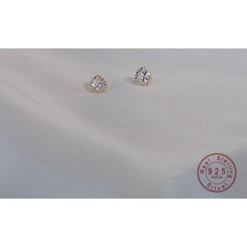 HI MAN 925 Sterling Silver Plated 14K Gold Japanese Heart Crystal Stud Earrings Women Luxurious Shiny Temperament Jewelry