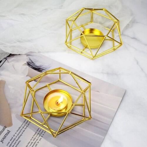 Homelily Simple Golden Iron Candlestick Home Decoration Creative Romantic Table Ornaments Living Room Candle Holder Crafts