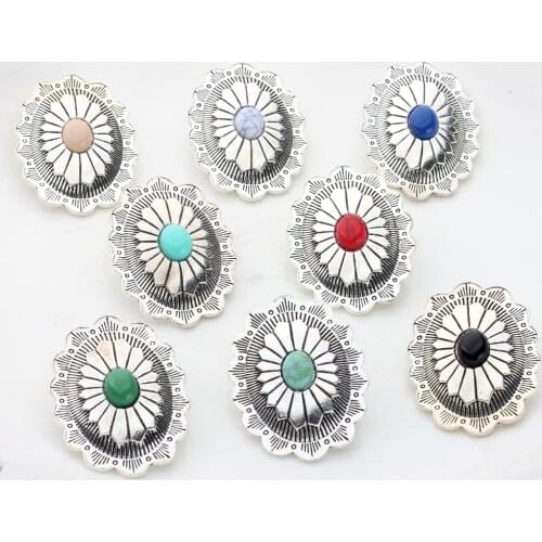 30*43mm 2pcs/lot Zinc Alloy Button Retro Style Oval Flowers Shape Decorative Buttons Charms For DIY Jewelry Accessories