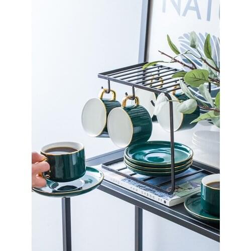 Coffee cup, European coffee cup, dish, spoon, ceramic household coffee utensils. Six pieces in one set